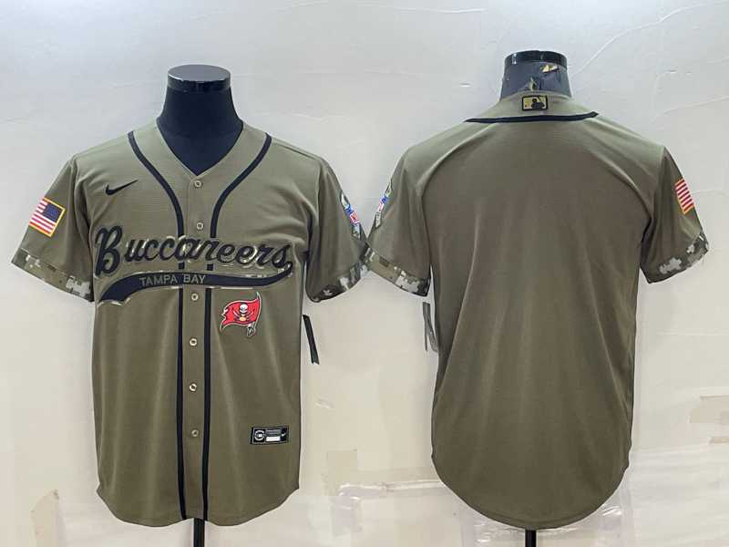 Men%27s Tampa Bay Buccaneers Blank Olive Salute to Service Cool Base Stitched Baseball Jersey
